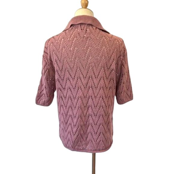 BDG Men's Knit Polo Sweater Button Front Short Sleeves Mauve Pink Small - Picture 3 of 7